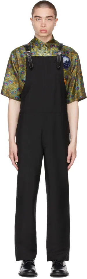 Burberry Black Mohair Bib-Front Overalls