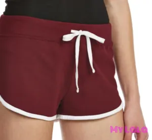 Curvy White Trim Shorts (Burgundy)
