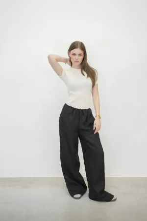 DRAWSTRING WIDE LEG PANTS