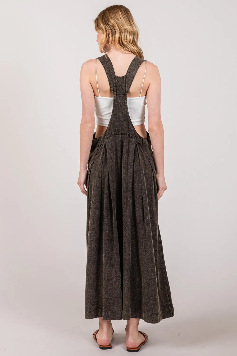 Fig Wide Strap Suspender Overalls