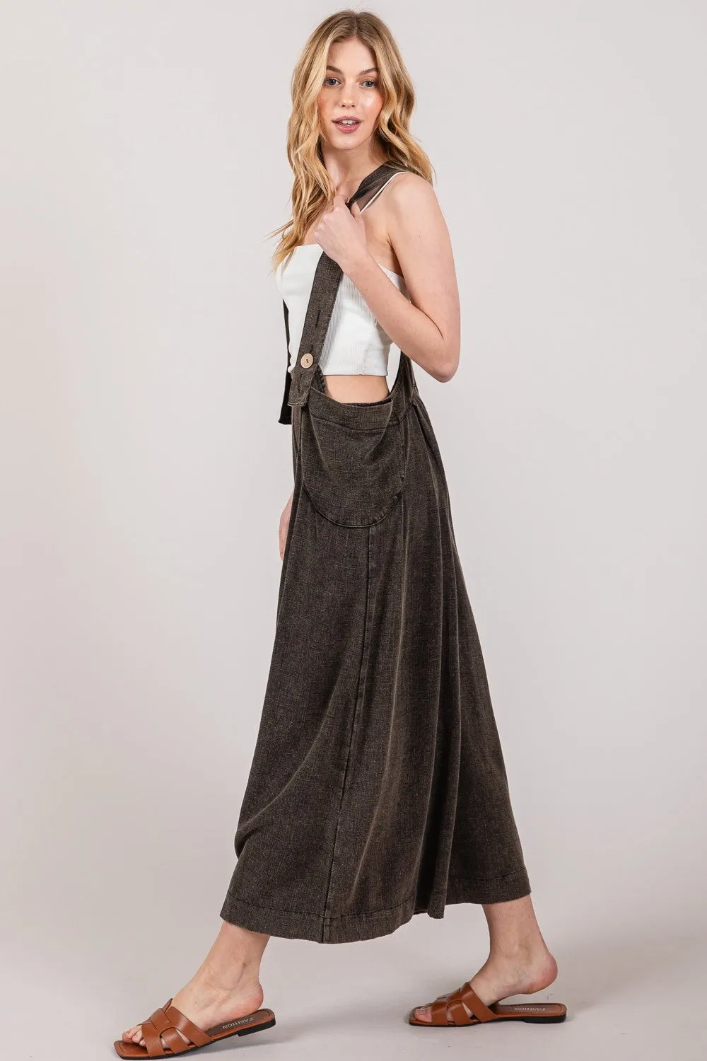 Fig Wide Strap Suspender Overalls