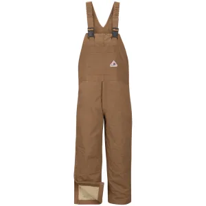 FR INSULATED HEAVYWEIGHT BROWN DUCK BIB OVERALL WITH KNEE ZIP - BD-Brown Duck | Bulwark BLN6