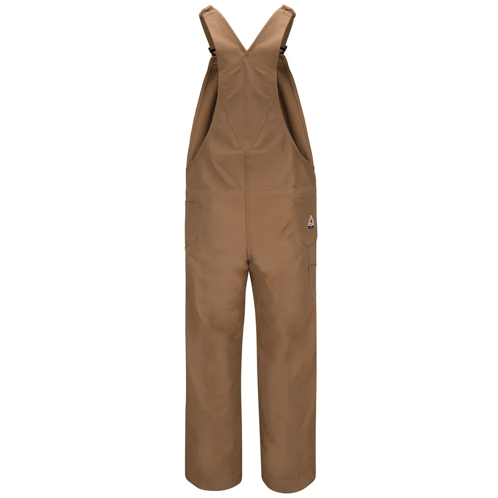 FR INSULATED HEAVYWEIGHT BROWN DUCK BIB OVERALL WITH KNEE ZIP - BD-Brown Duck | Bulwark BLN6