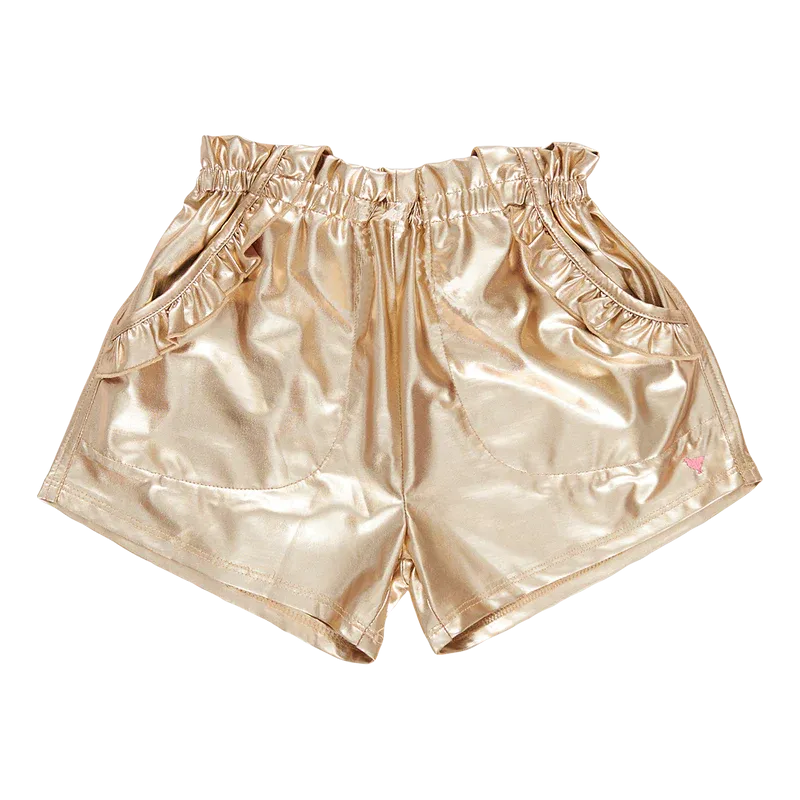 girls theodore short - gold lame