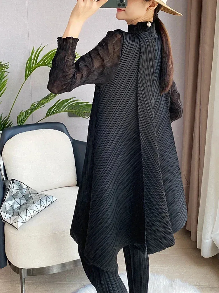 HEYFANCYSTYLE Elegant Comfortable Pleated 2-Piece Set