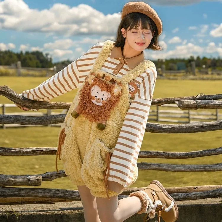 Kawaii Cartoon Animal Plush Overalls