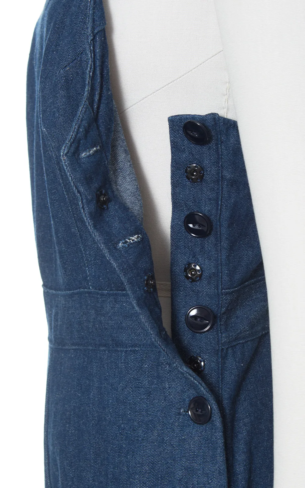 Modern 1940s/1970s Style Denim Side Button Overalls | small/medium