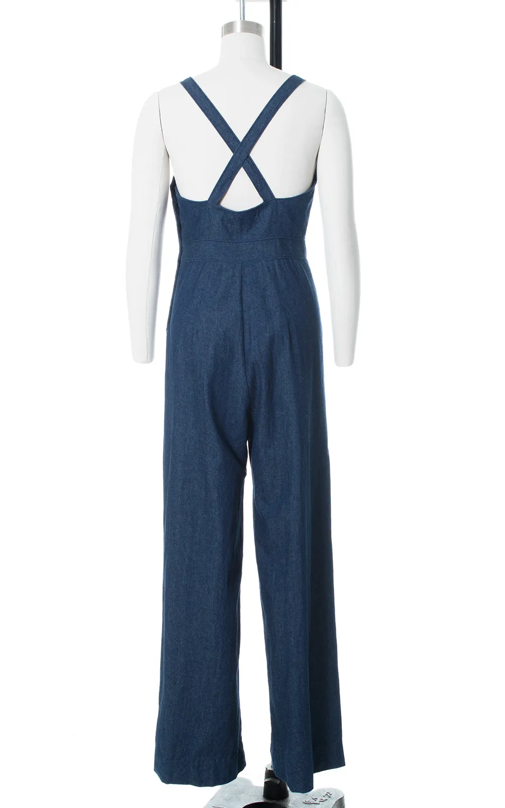 Modern 1940s/1970s Style Denim Side Button Overalls | small/medium