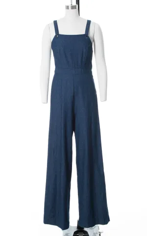 Modern 1940s/1970s Style Denim Side Button Overalls | small/medium