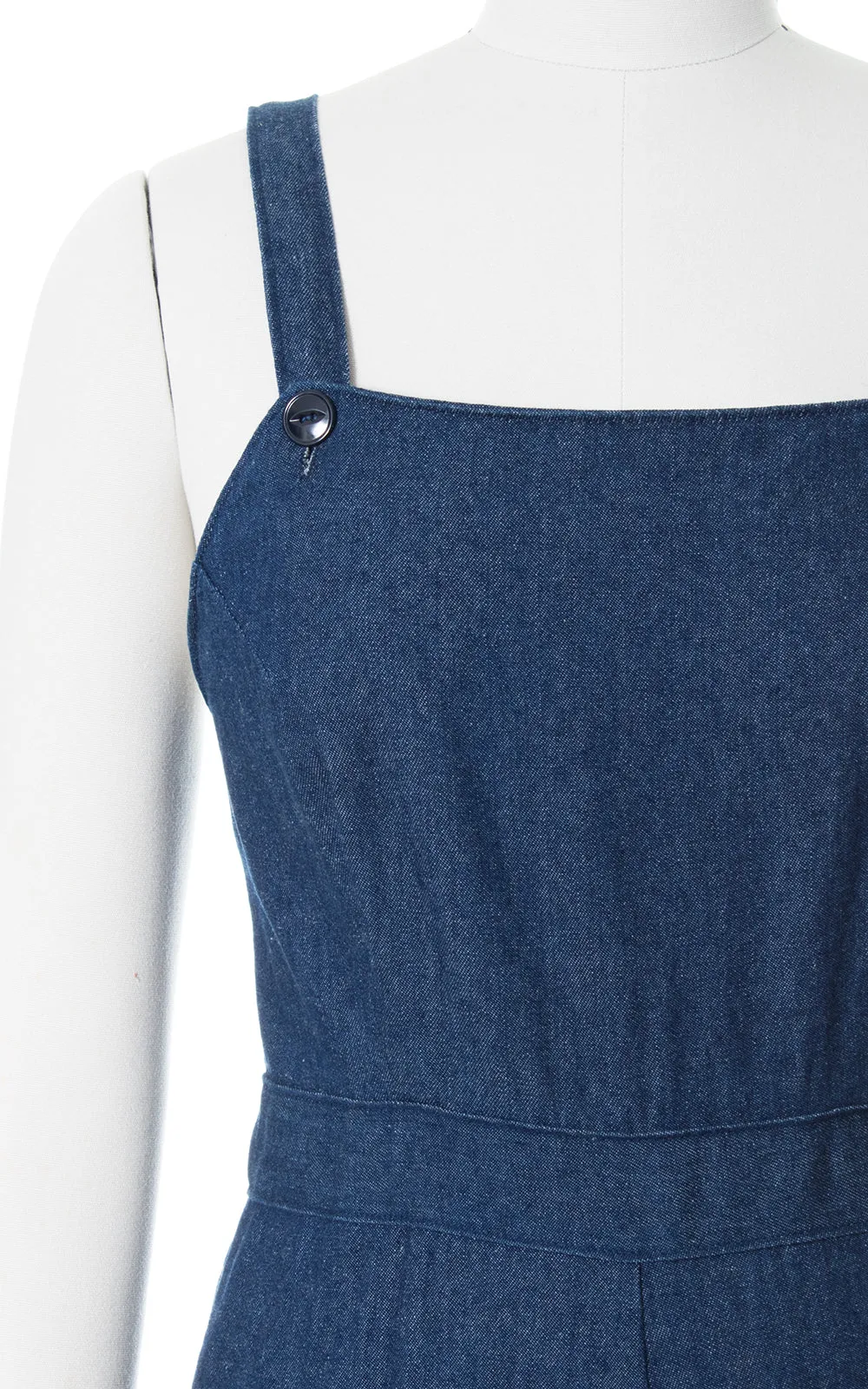 Modern 1940s/1970s Style Denim Side Button Overalls | small/medium