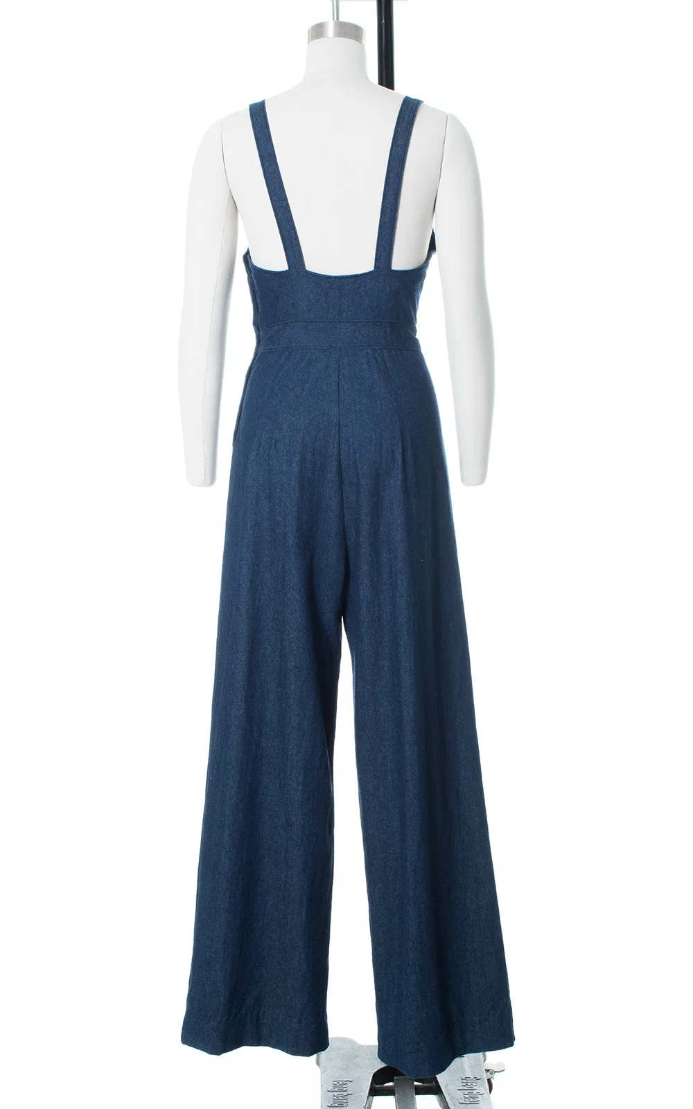 Modern 1940s/1970s Style Denim Side Button Overalls | small/medium