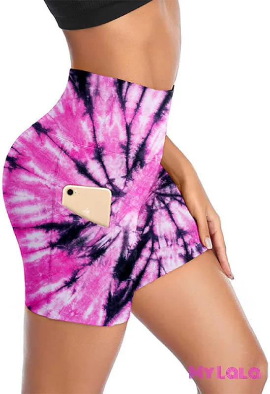 Pocketed Gym Shorts OS (Pink Tie Dye)