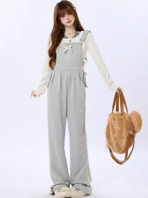 Sweet Loose Straight Casual Overalls High Waist