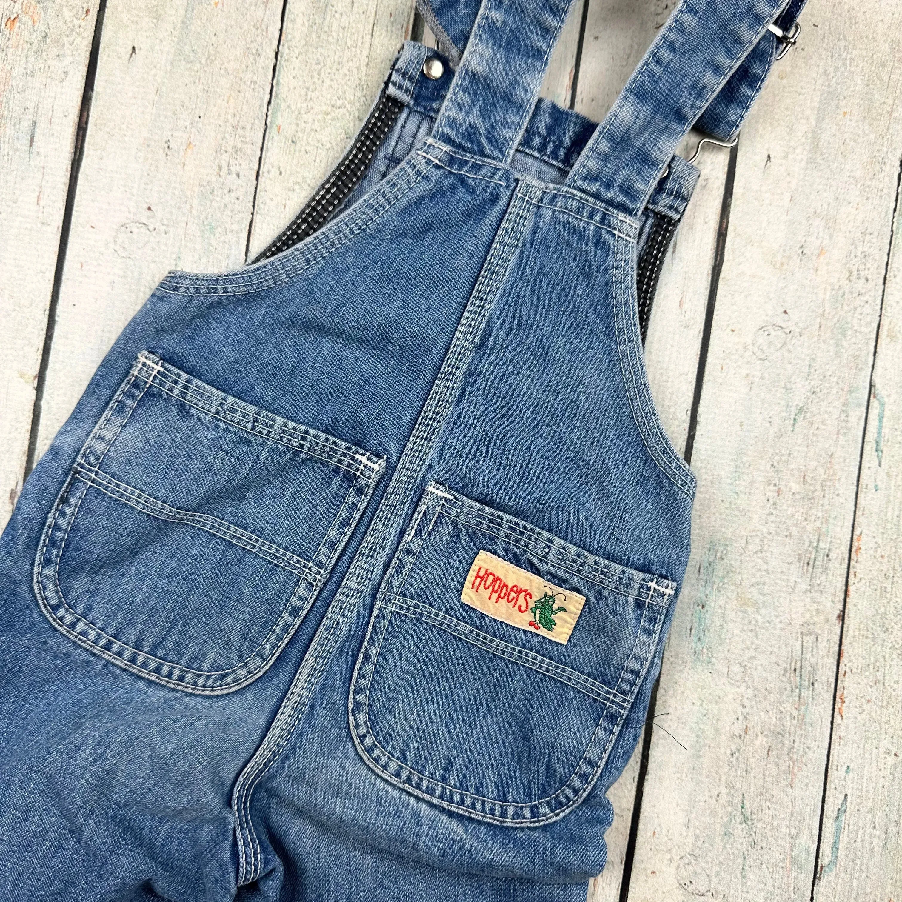 Vintage 1970's 'Hoppers' Australian Made Denim Dungaree Overalls - Size 2