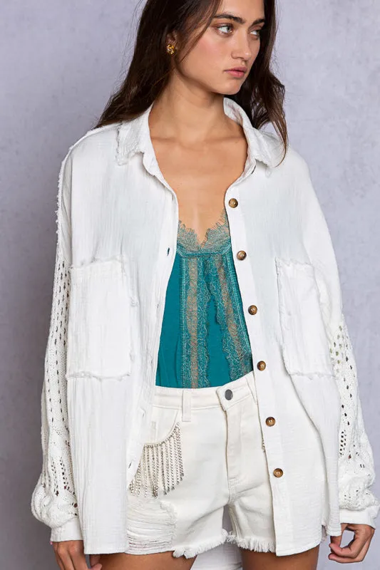White Denim Bling Shorts