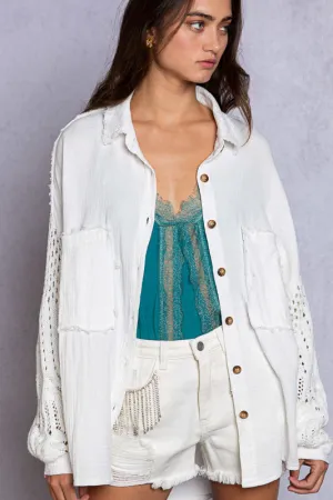 White Denim Bling Shorts