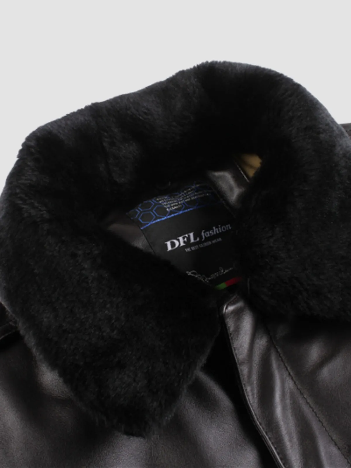 WLS Retro Leather Fur Collar Oversized Jacket