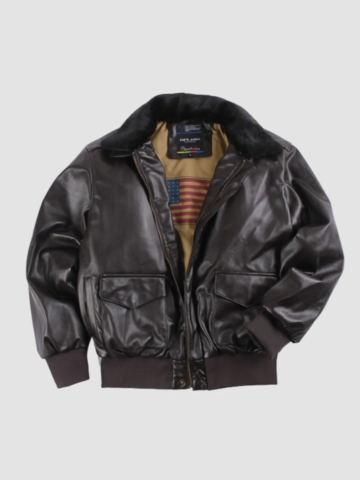 WLS Retro Leather Fur Collar Oversized Jacket
