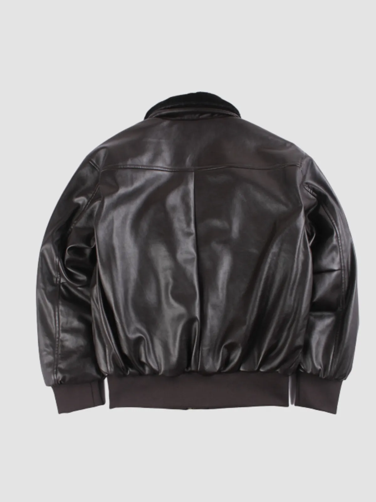 WLS Retro Leather Fur Collar Oversized Jacket