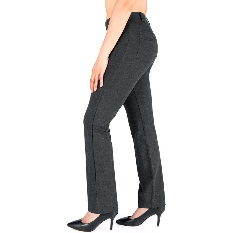 Women's Petite/Regular/Tall Straight Leg Yoga Dress Pants With Belt Loops With 2 Rear Pockets