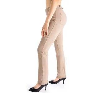 Women's Petite/Regular/Tall Straight Leg Yoga Dress Pants With Belt Loops With 2 Rear Pockets